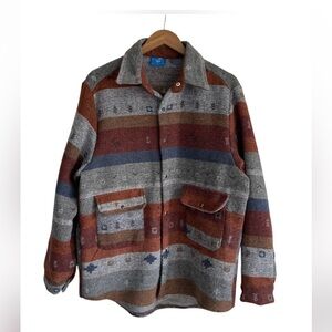 Rfausnity Vintage Anthropologie Saddle Blanket Print Chore Coat